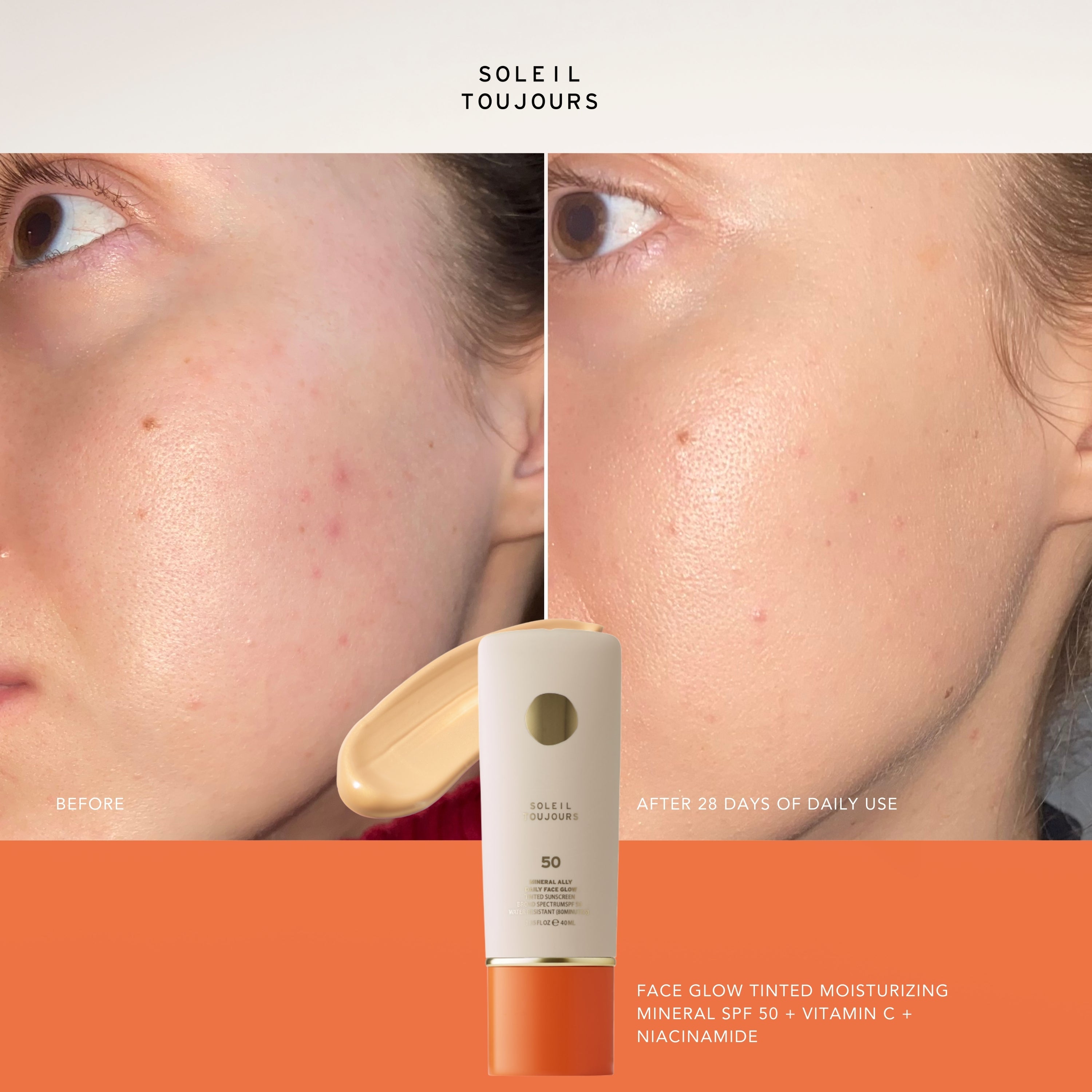 Face Glow Tinted Moisturizer Mineral SPF 50 with Vitamin C & Niacinamide Soleil Toujours